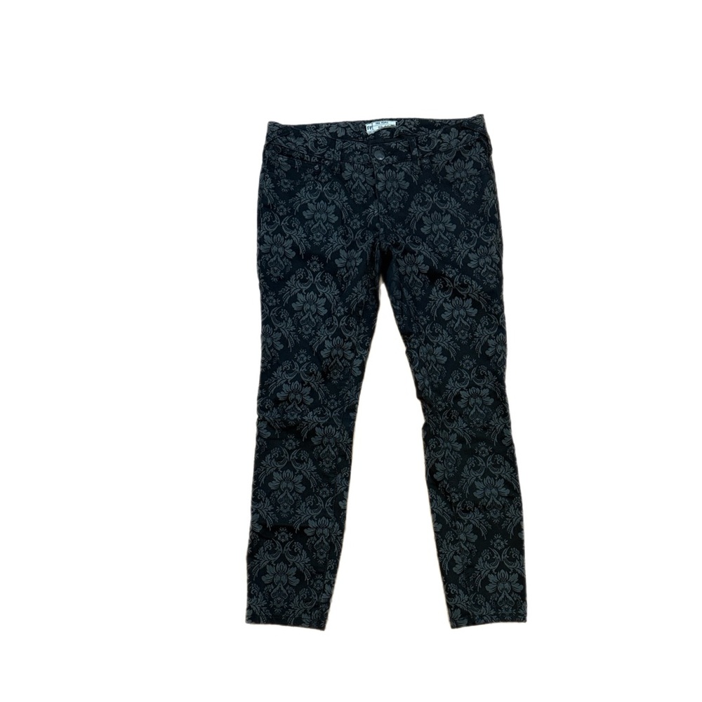 Vintage Free People Black Floral Skinny Jeans
